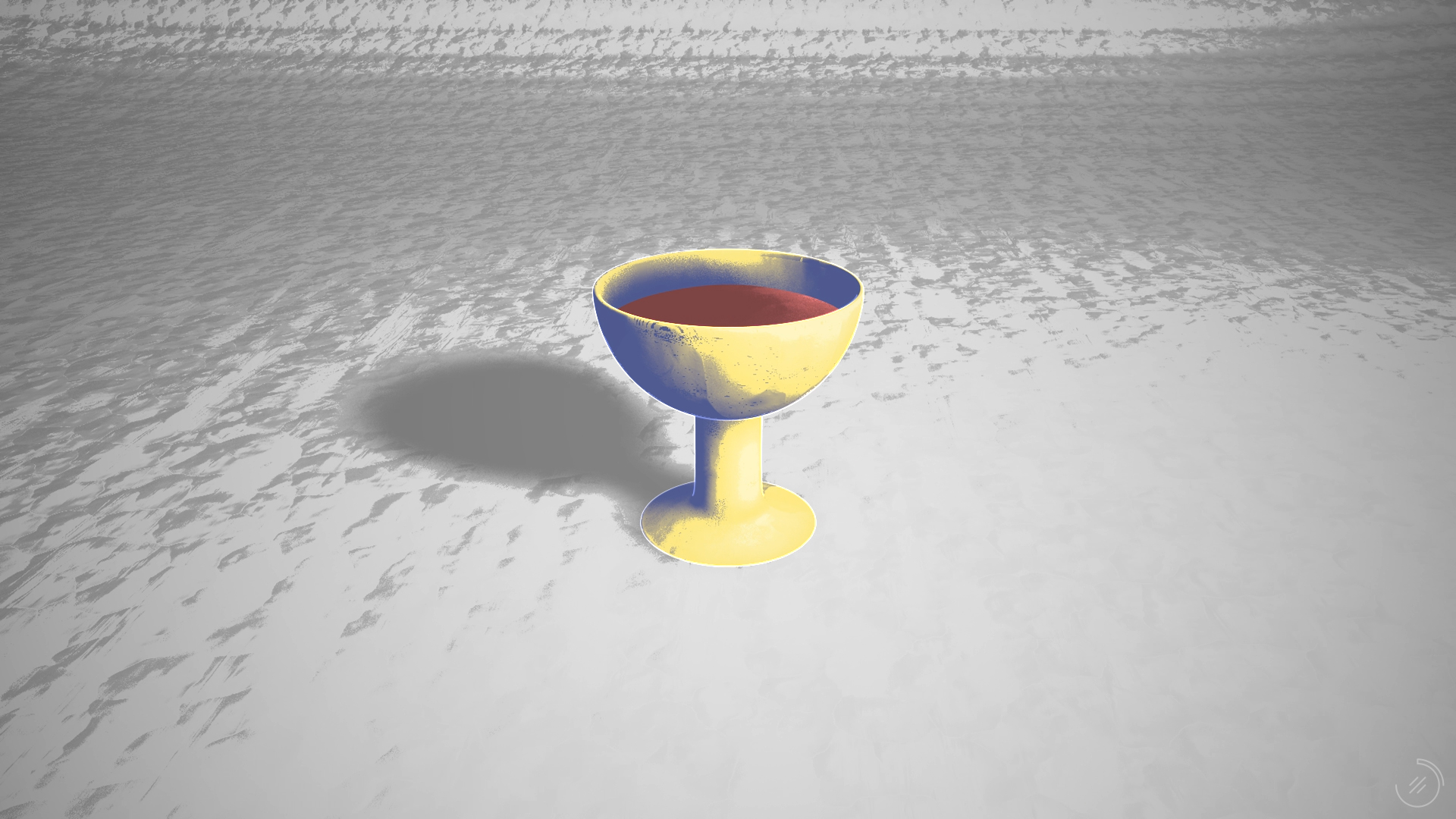 Un fotograma del vídeo. Un cáliz lleno de vino.