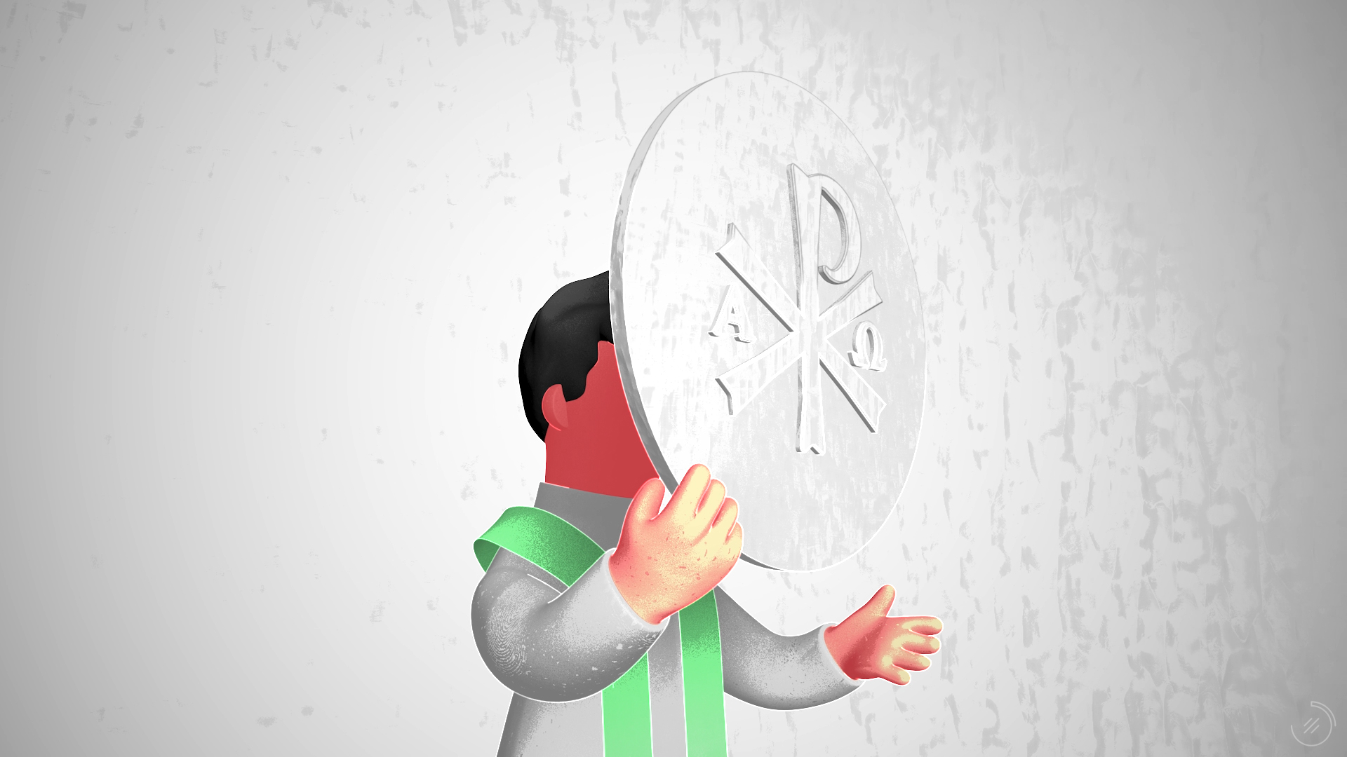 Un fotograma del vídeo. Un presbítero sostiene una Forma.