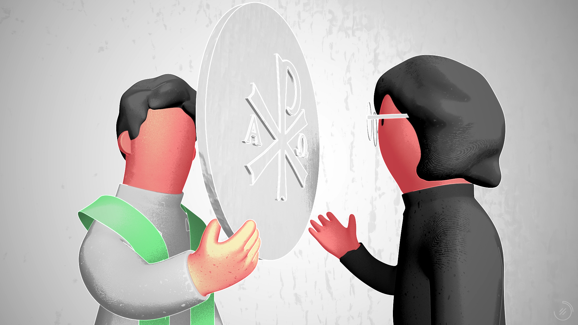 Un fotograma del vídeo. Un presbítero ofrece una Forma a una mujer durante la comunión.